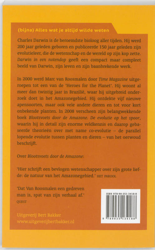 Achterkant van Darwin in een notendop