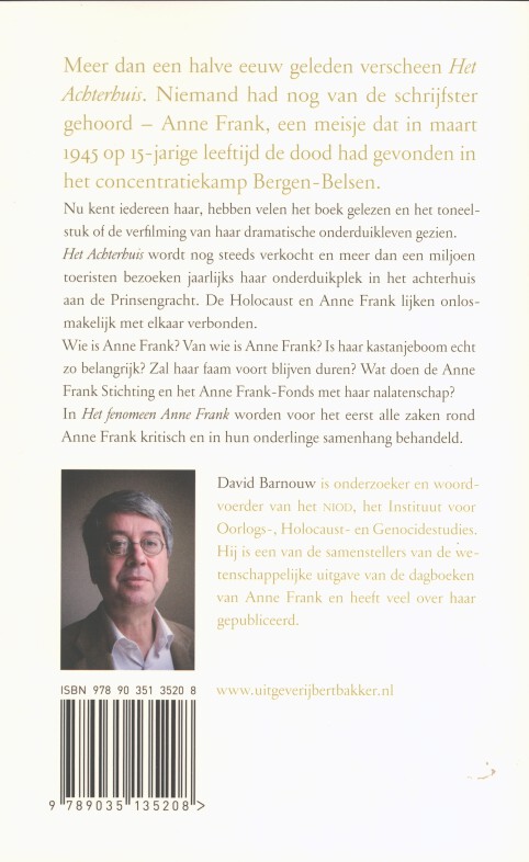 Achterkant van Het fenomeen Anne Frank