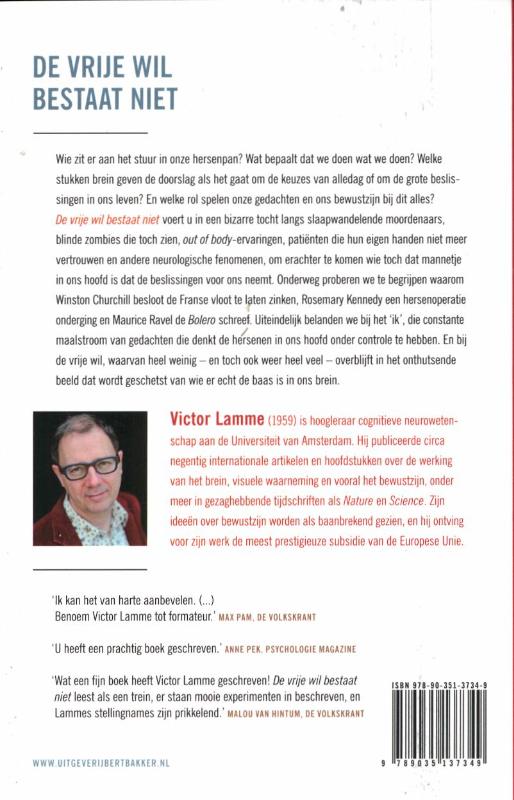Achterkant van De vrije wil bestaat niet