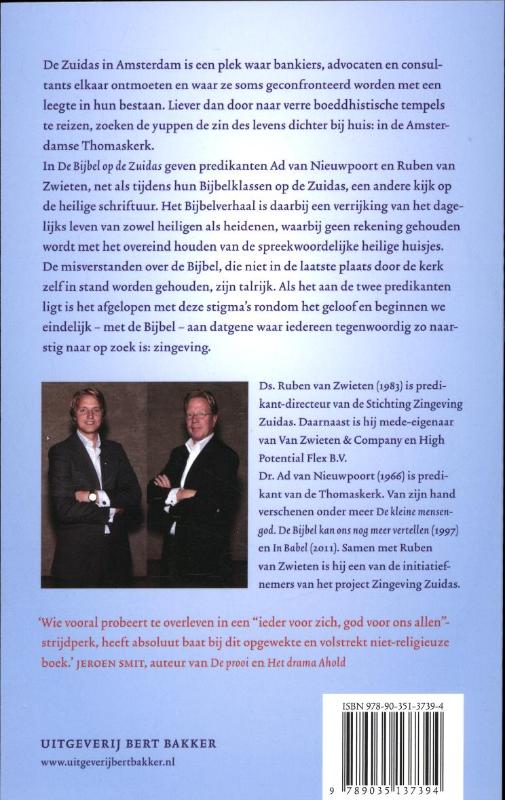 Achterkant van De bijbel op de Zuidas