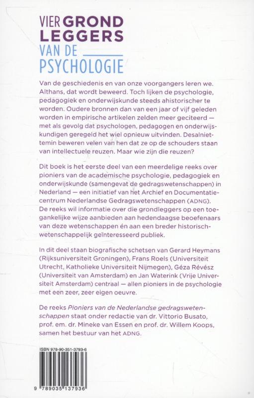 Achterkant van Vier grondleggers van de psychologie