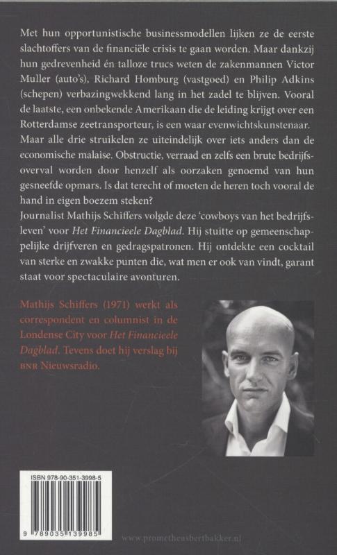 Achterkant van De cowboys van het bedrijfsleven