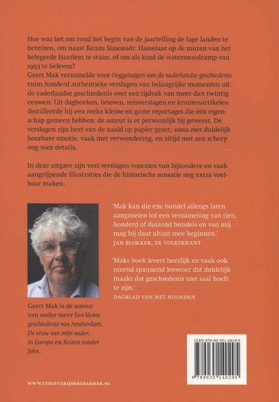 Achterkant van Ooggetuigen van de vaderlandse geschiedenis