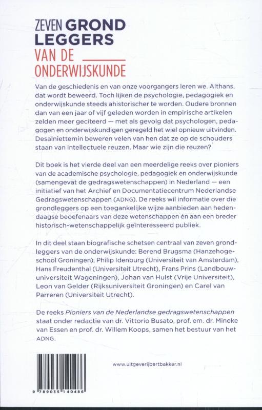 Achterkant van Zeven grondleggers van de onderwijskunde