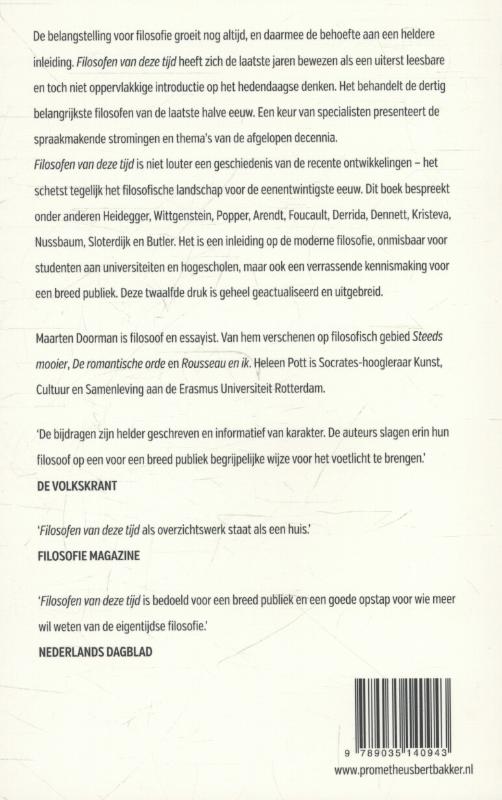 Achterkant van Filosofen van deze tijd