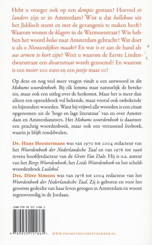 Achterkant van Mokums woordenboek