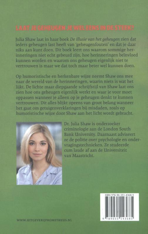 Achterkant van De illusie van het geheugen