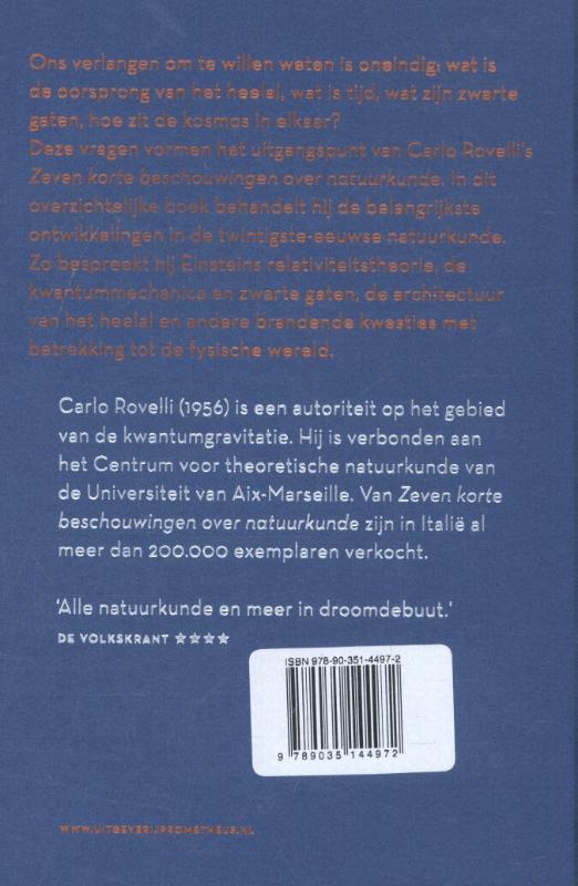 Achterkant van Zeven korte beschouwingen over natuurkunde