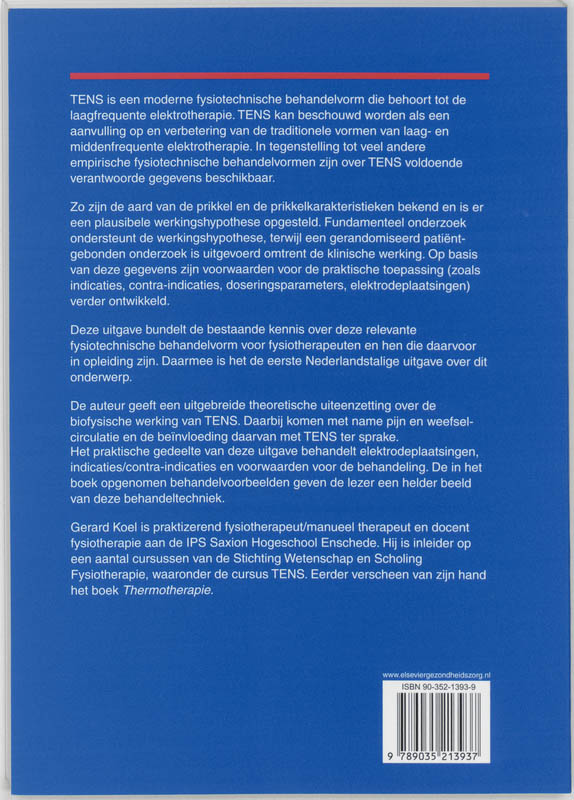 Achterkant van Transcutane Elektrische Neuro Stimulatie (TENS)