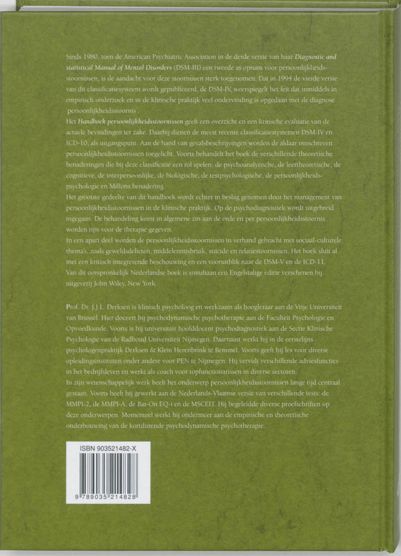Achterkant van Handboek persoonlijkheidsstoornissen