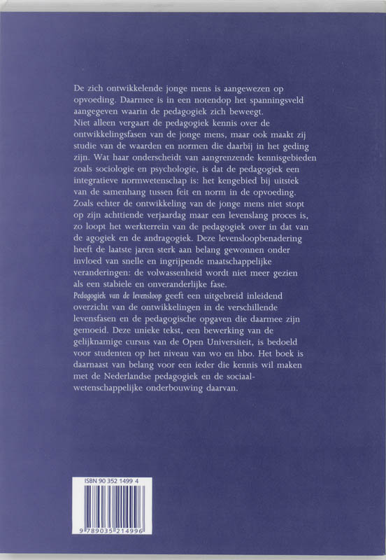 Achterkant van Pedagogiek van de levensloop
