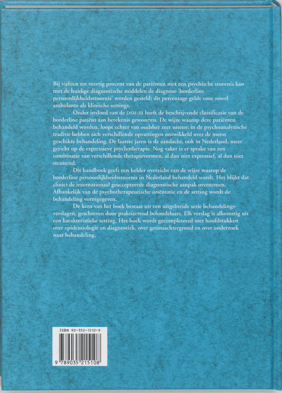 Achterkant van Handboek voor de behandeling van borderline patienten