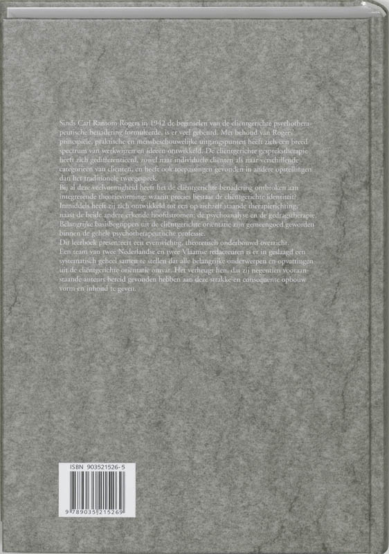 Achterkant van Leerboek gesprekstherapie