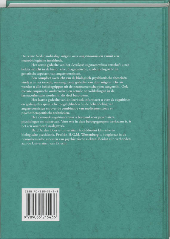 Achterkant van Leerboek angststoornissen
