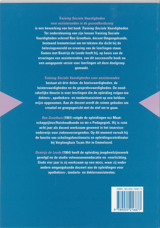 Achterkant van Training sociale vaardigheden voor assisterenden in de gezondheidszorg