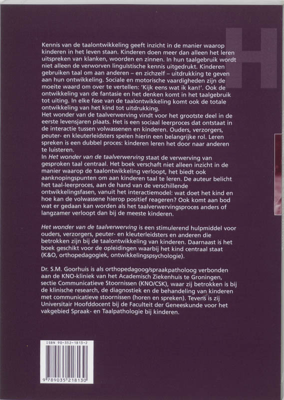 Achterkant van Het wonder van de taalverwerving