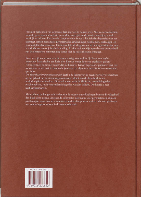 Achterkant van Handboek stemmingsstoornissen