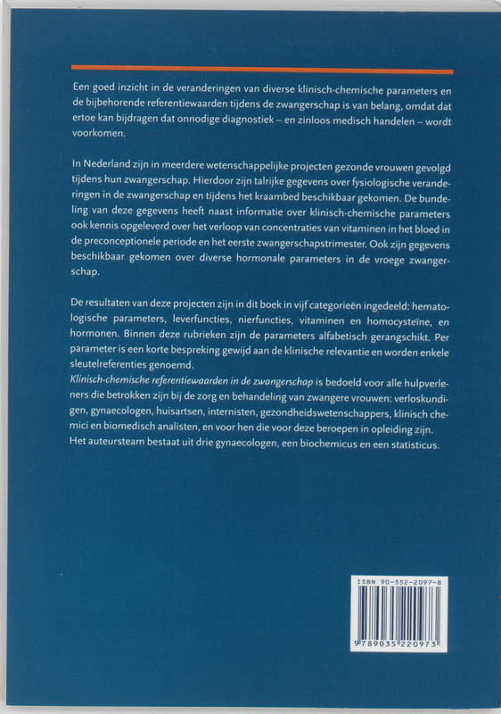 Achterkant van Klinisch-chemische referentiewaarden in de zwangerschap
