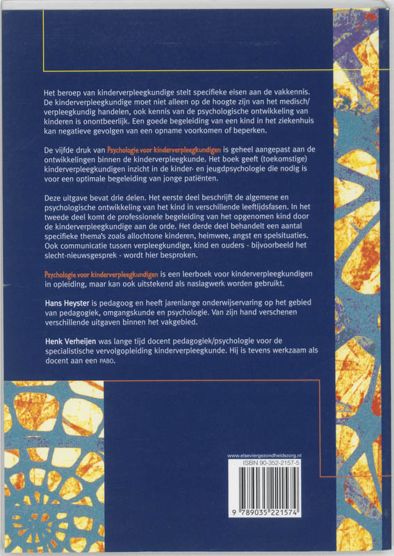Achterkant van Psychologie voor kinderverpleegkundigen