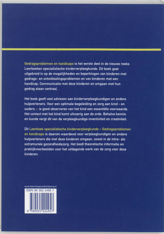 Achterkant van Leerboek specialistische kinderverpleegkunde gedragsproblemen en handicaps