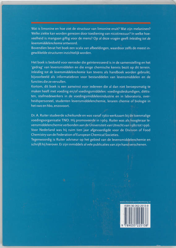 Achterkant van Inleiding tot de levensmiddelenchemie