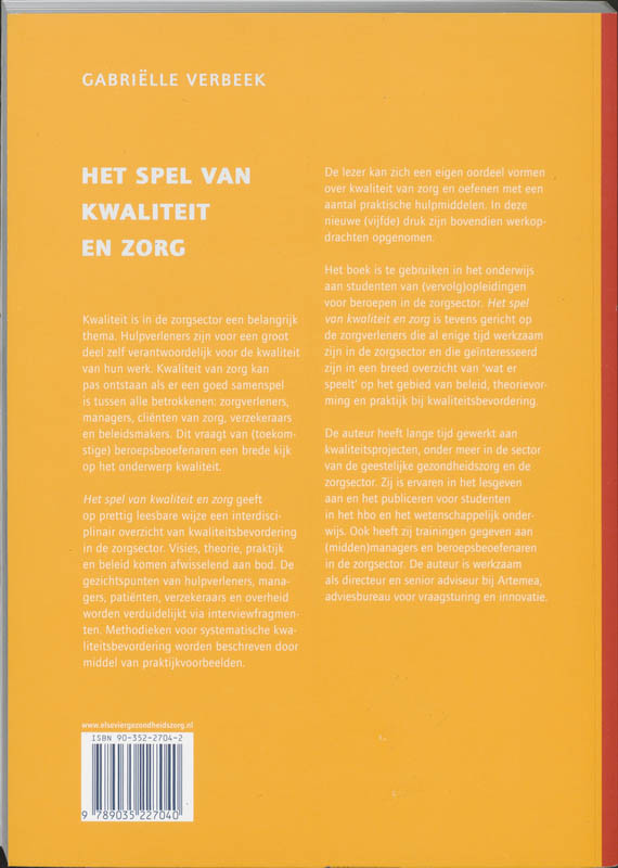 Achterkant van Het spel van kwaliteit en zorg