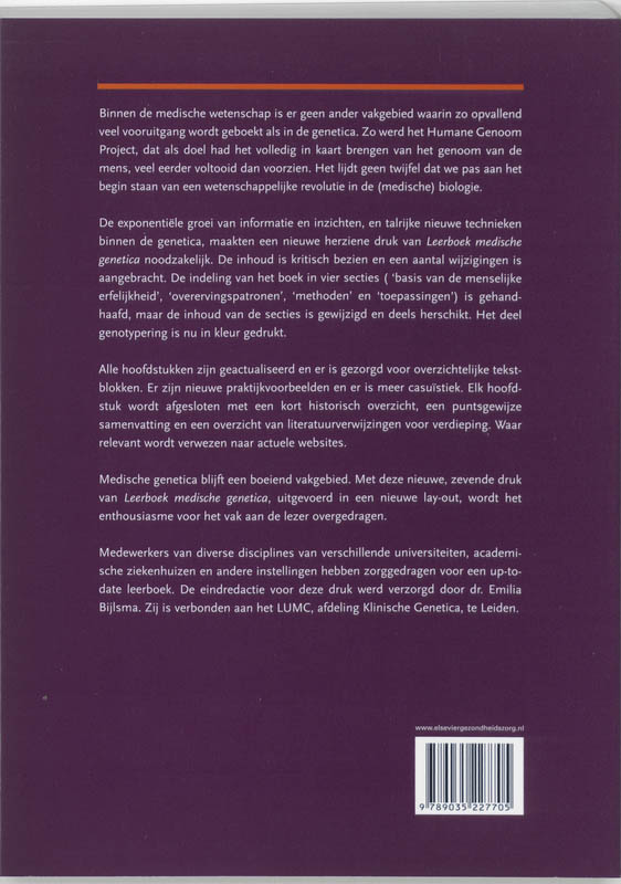 Achterkant van Leerboek medische genetica