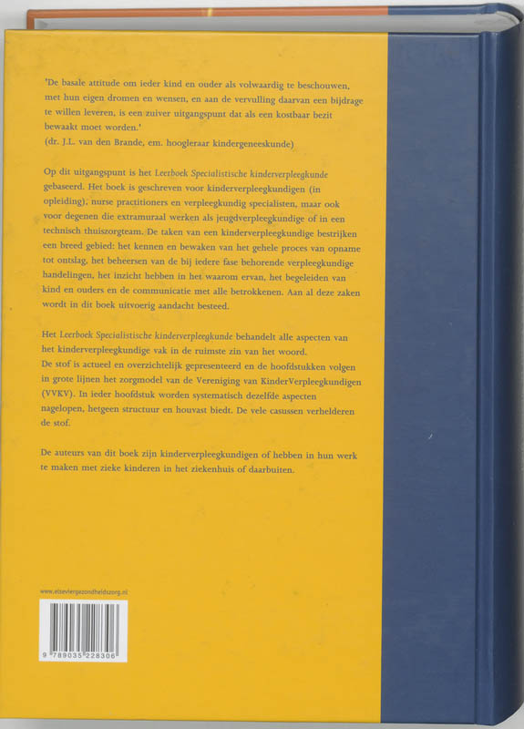 Achterkant van Leerboek Specialistische Kinderverpleegkunde