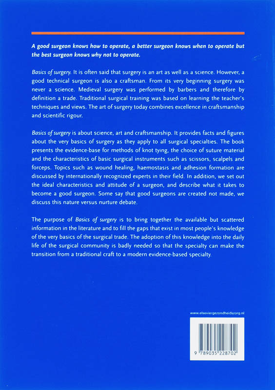 Achterkant van Basics of surgery