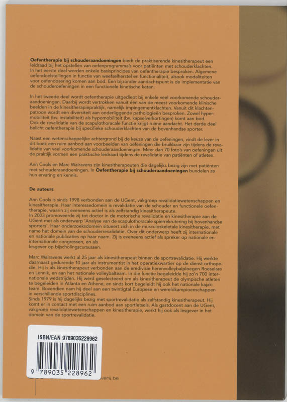 Achterkant van Oefentherapie bij schouderaandoeningen