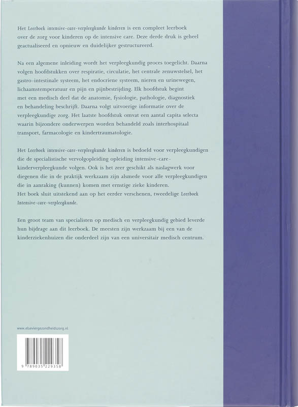 Achterkant van Leerboek intensive-care-verpleegkunde kinderen