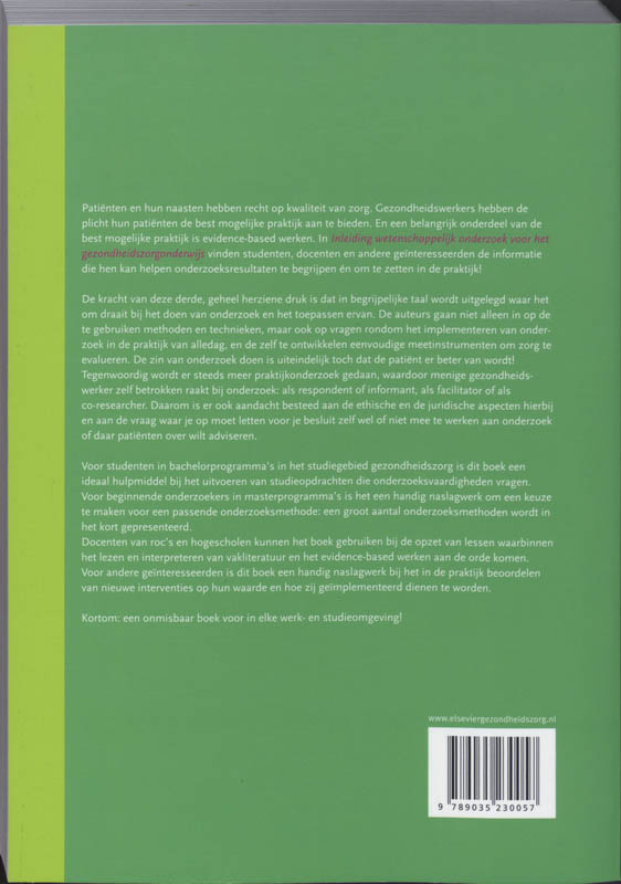 Achterkant van Inleiding wetenschappelijk onderzoek voor het gezondheidsonderwijs