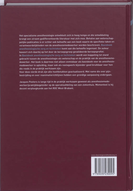 Achterkant van Basisboek anesthesiologische zorg en technieken