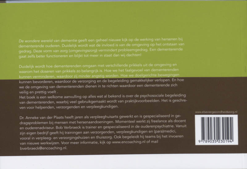 Achterkant van De wondere wereld van dementie