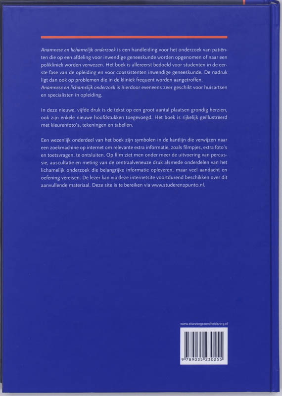 Achterkant van Anamnese en lichamelijk onderzoek