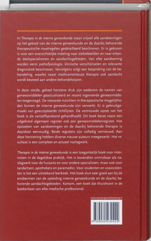 Achterkant van Therapie in de interne geneeskunde