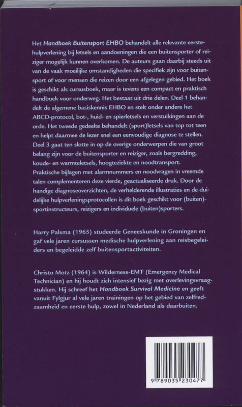 Achterkant van Handboek buitensport EHBO