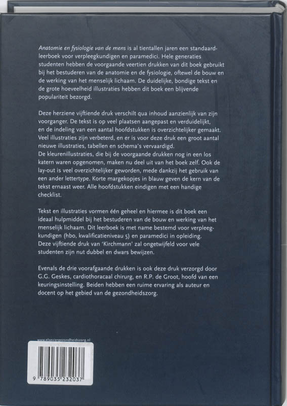 Achterkant van Anatomie en fysiologie van de mens