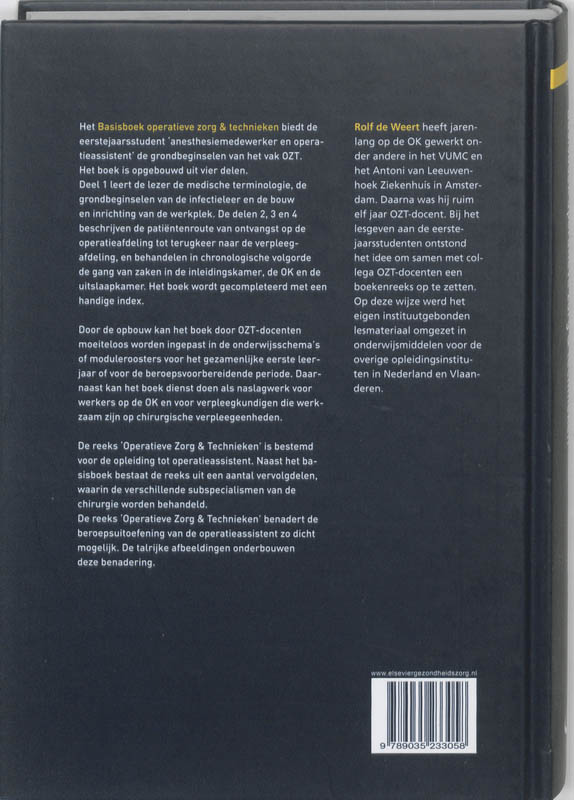 Achterkant van Basisboek operatieve zorg en technieken