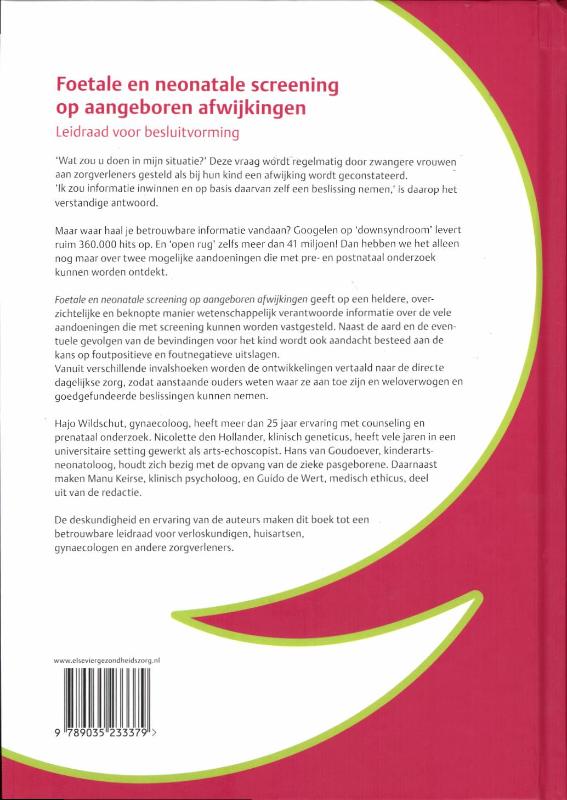 Achterkant van Foetale en neonatale screening op aangeboren afwijkingen