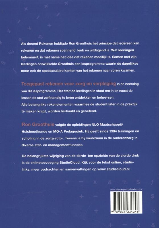 Achterkant van Toegepast rekenen voor zorg en verpleging