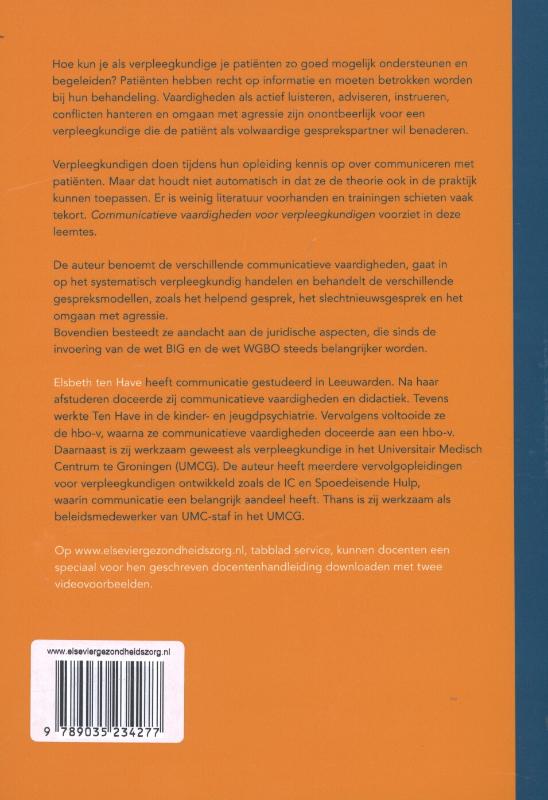 Achterkant van Communicatieve vaardigheden voor verpleegkundigen