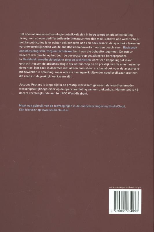 Achterkant van Basisboek anesthesiologische zorg en technieken