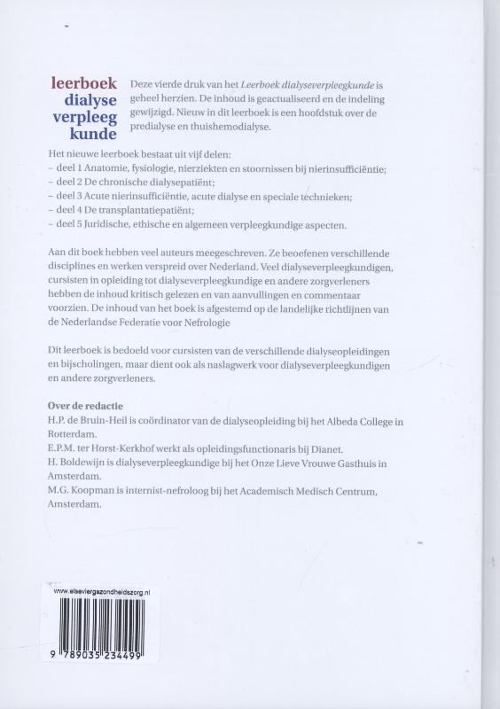 Achterkant van Leerboek dialyseverpleegkunde