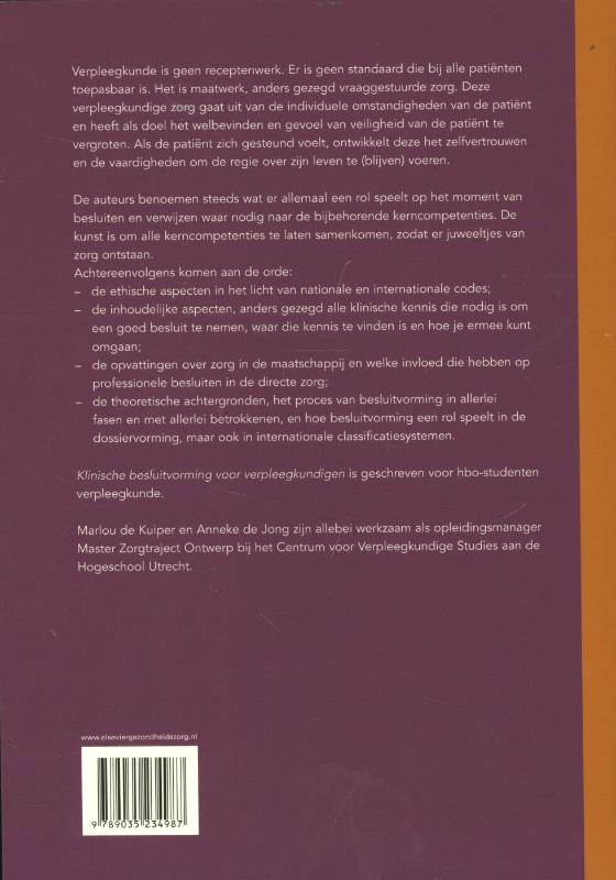 Achterkant van Klinische besluitvorming voor verpleegkundigen