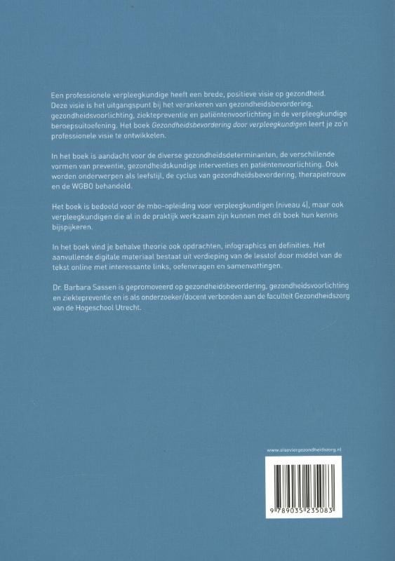 Achterkant van Gezondheidsbevordering door verpleegkundigen