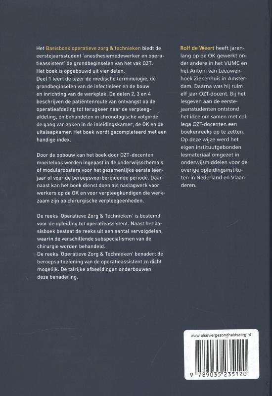 Achterkant van Basisboek operatieve zorg en technieken