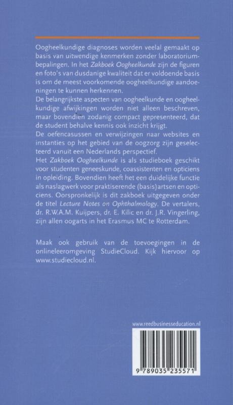 Achterkant van Zakboek oogheelkunde