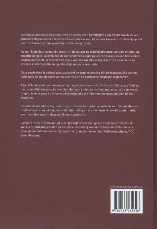 Achterkant van Basisboek anesthesiologische zorg en technieken