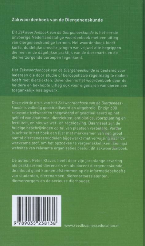 Achterkant van Zakwoordenboek van de diergeneeskunde
